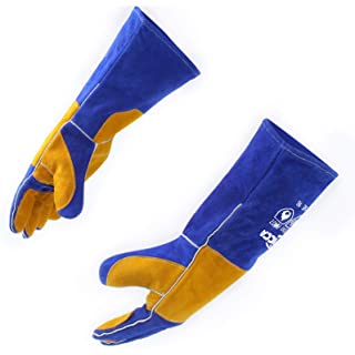 RAPICCA Welding Gloves Heat/Fire Resistant Leather For Stick,Mig,Tig,Forge,BBQ,Grill,Fireplace,Wood Stove,Furnace,Oven,Pot